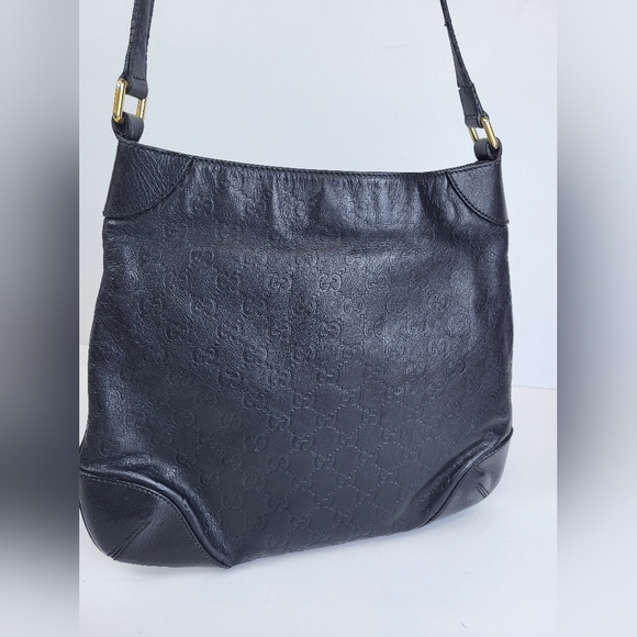 GUCCI Guccissima Hobo Black Leather Shoulder Bag - Picture 4 of 13